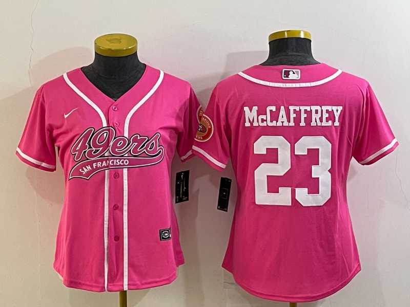 Women's San Francisco 49ers #23 Christian McCaffrey Pink With Patch Cool Base Stitched Baseball Jersey,We sell and wholesale Women's San Francisco 49ers #23 Christian McCaffrey Pink With Patch Cool Base Stitched Baseball Jersey on line form chian!